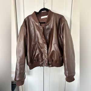 FAUX LEATHER BOMBER JACKET